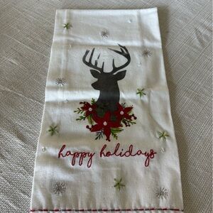 Festive Holiday Tea Towel with Reindeer Design